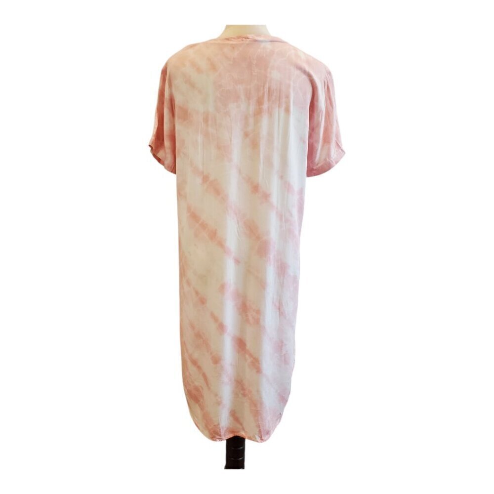 Anthropologie Cloth & Stone SZ M Pink Tie Dye Rayon Short Sleeve Shirt Dress - Picture 4 of 7